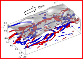 DNSによって再現された水面動揺の存在する開水路乱流場における縦渦構造の可視化
